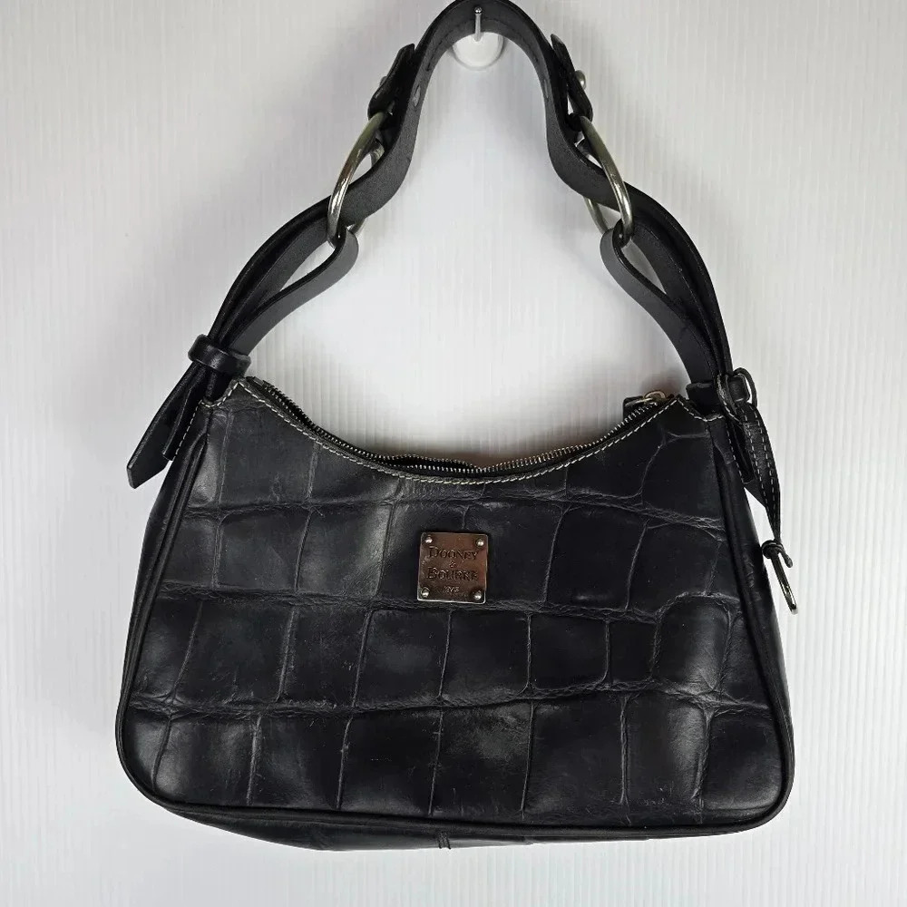 Dooney & Bourke Black Croc-Embossed Shoulder Bag